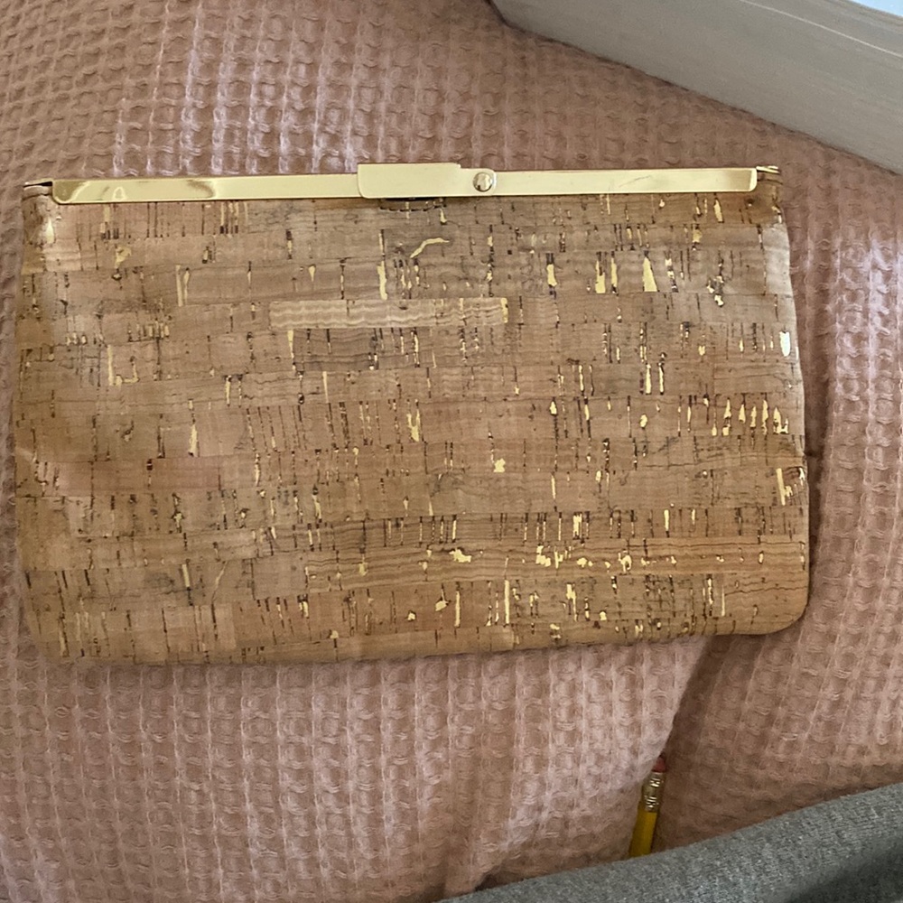 J crew cork clutch purse